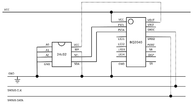 Schematic diagram of BQ2040 and its eeprom - Tóthpál István - www.tothpal.eu