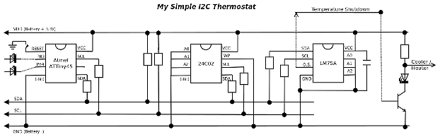 Schematic diagram of My Simple I2C Thermostat - Tóthpál István - www.tothpal.eu