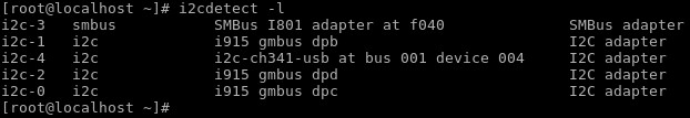 Listing I2C lines with i2cdetect