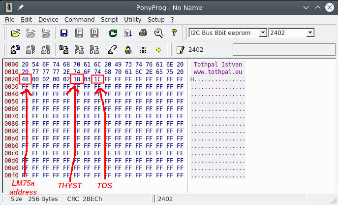 EEPROM data to My Simple I2C Thermostat - Tóthpál István - www.tothpal.eu